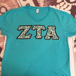 Turquoise ZTA stitched letter tee